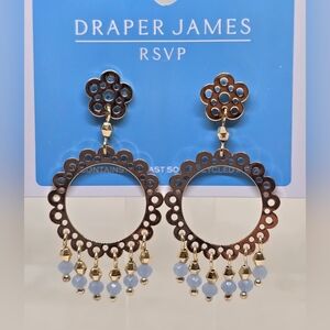 Draper James Gold Filigree Hoop Earrings with Light Blue Beads